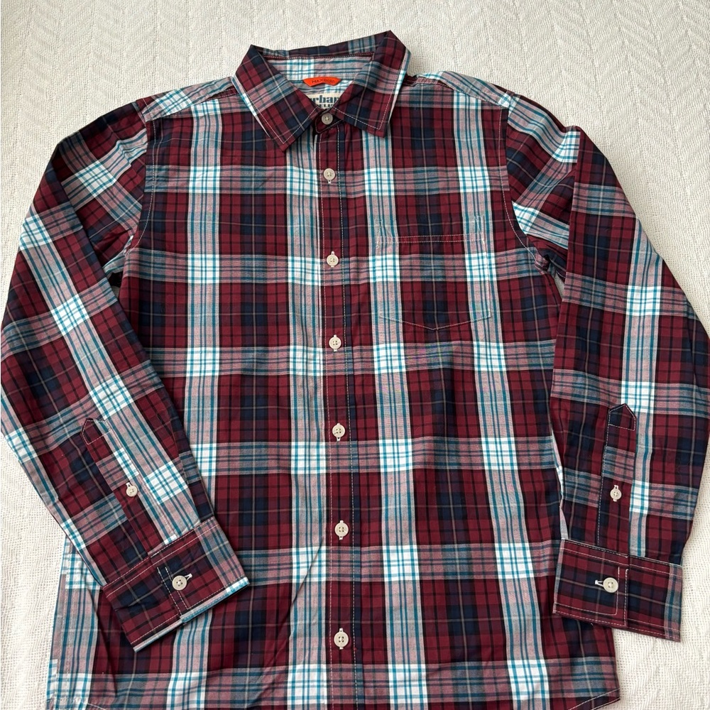 Urban Pipeline Men's Plaid Shirt - Burgundy and Teal